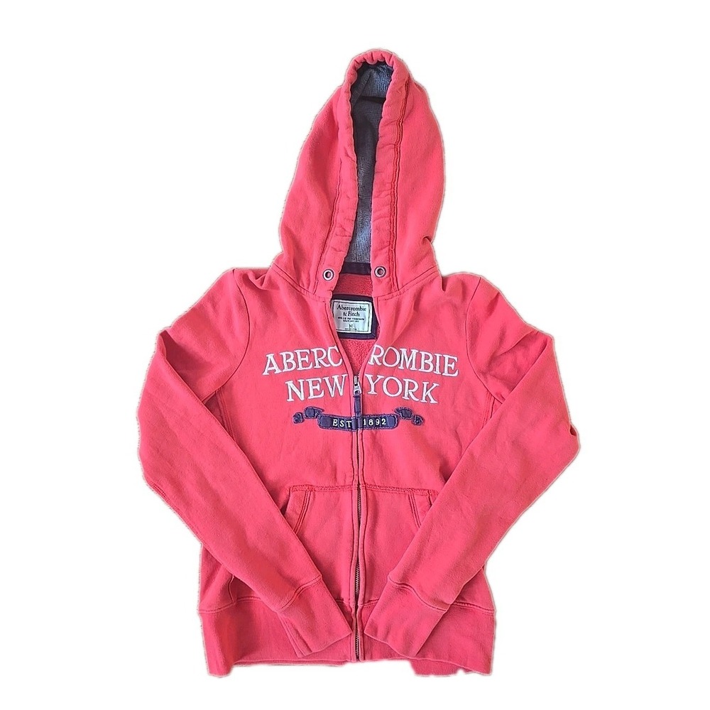 Vintage Y2K Abercrombie & Fitch Hoodie Women Medium Red Full Zip Jacket